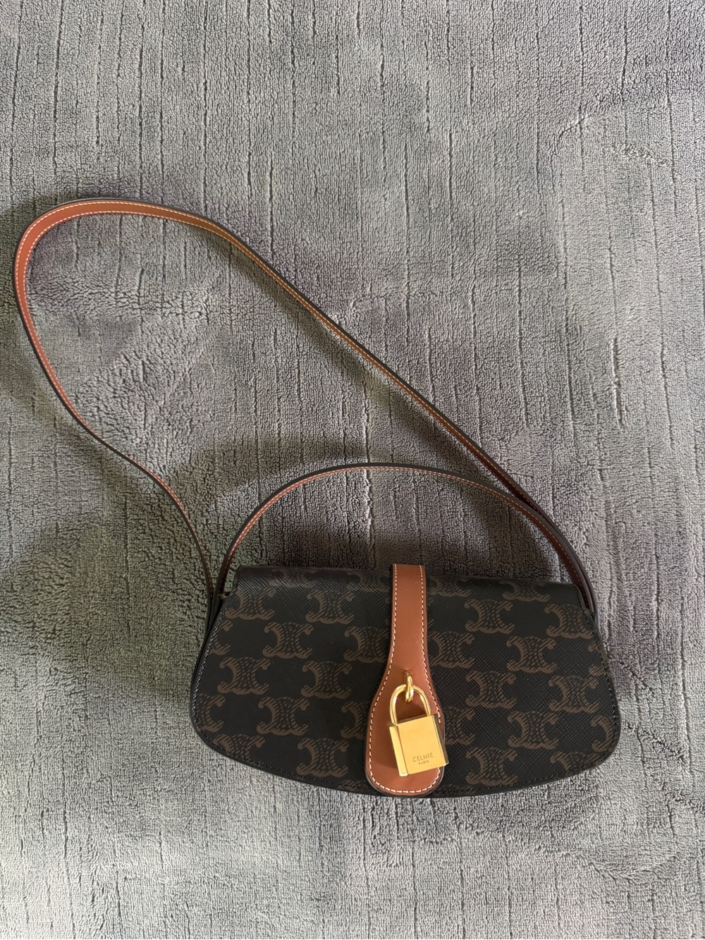 Celine Tabou Clutch Triomphe Canvas on strap bag